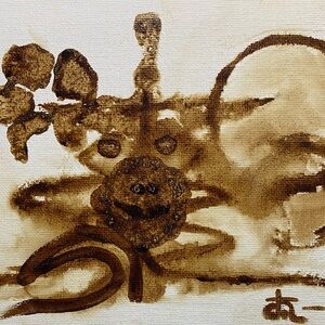 Abstract Coffee Art Decor original painting on canvas board